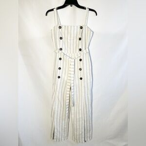 Storia White and Gray Striped Jumpsuit